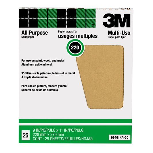 3M 99401NA-CC Papier abrasif Alox 22,9 x 27,9 cm 220 A