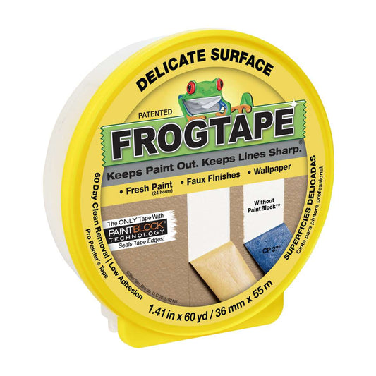 Ruban de peintre pour surfaces délicates FrogTape® - Jaune, 1,41 po x 60 verges.