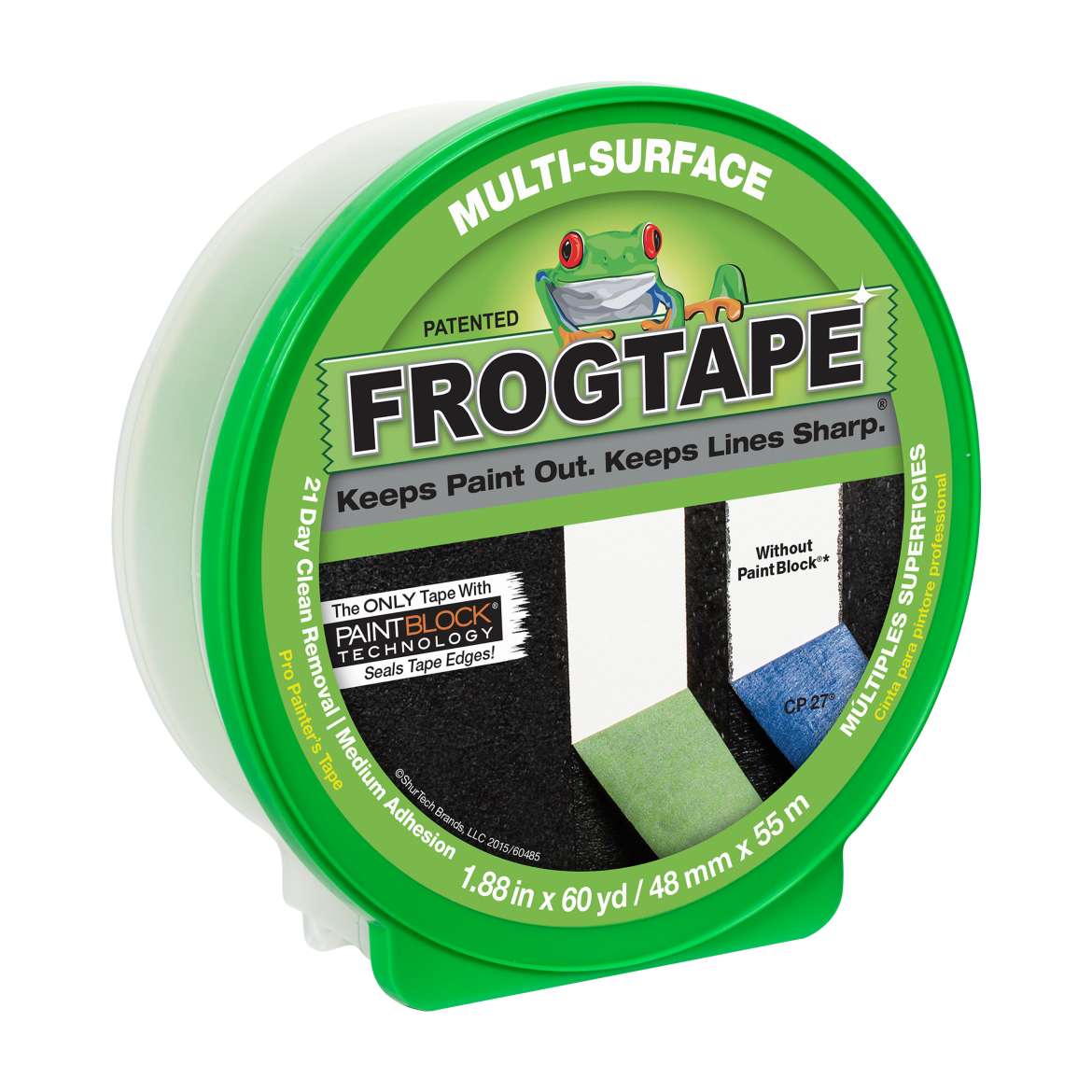 Ruban de peinture multi-surfaces FrogTape® - Vert, 1,88 po x 60 verges.