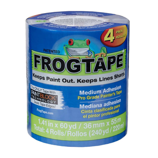 Ruban de peintre FrogTape® Pro Grade - Bleu, 4 pièces, 1,41 po x 60 verges.